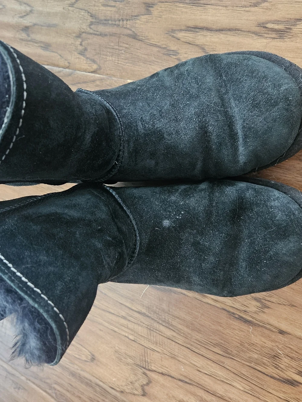 UGG Black Suede Shearling-Lined Winter Boots
